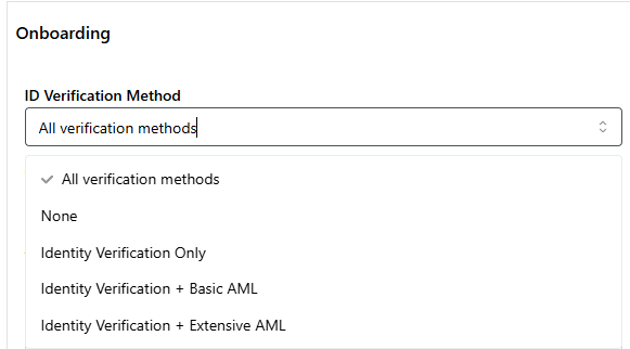 ID Verification Methods options