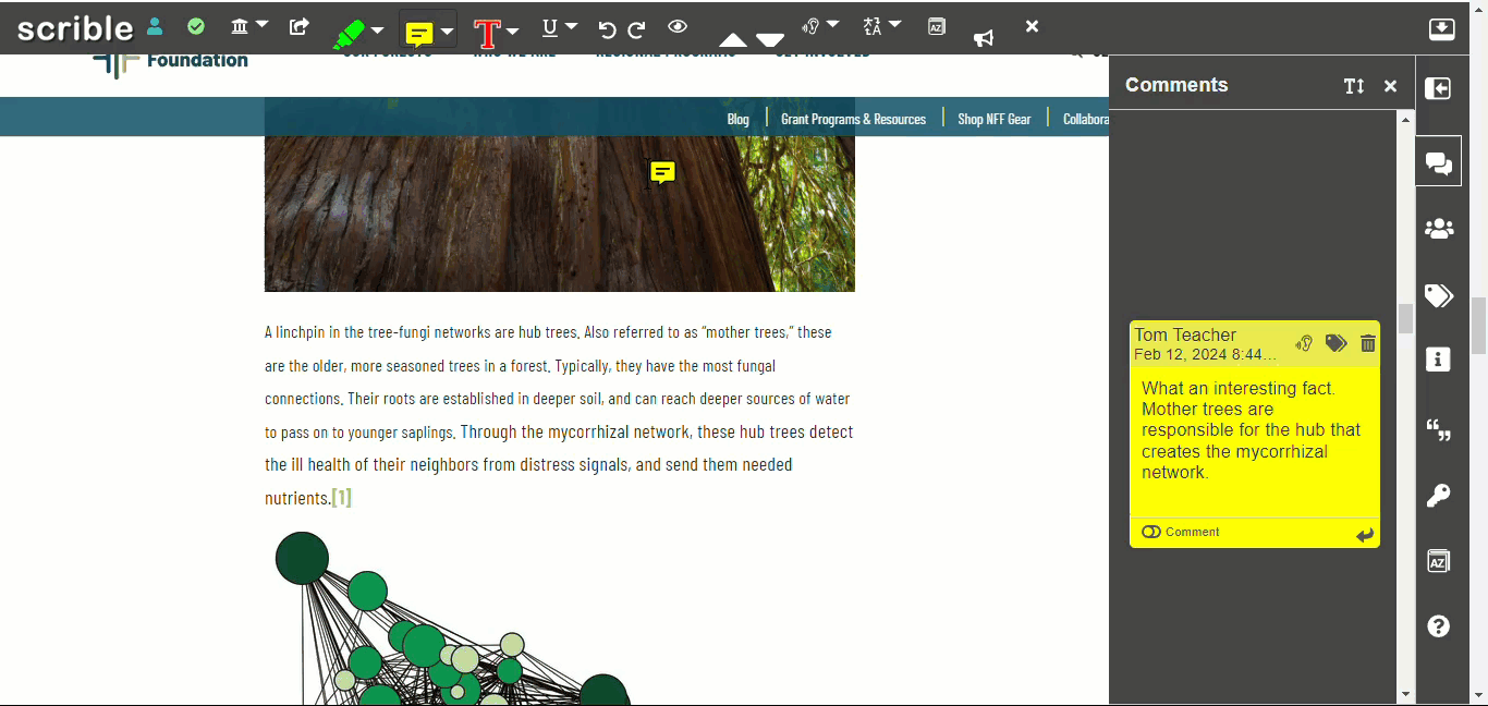 Closing and reopening the Comments Sidebar and using the X and comment icon