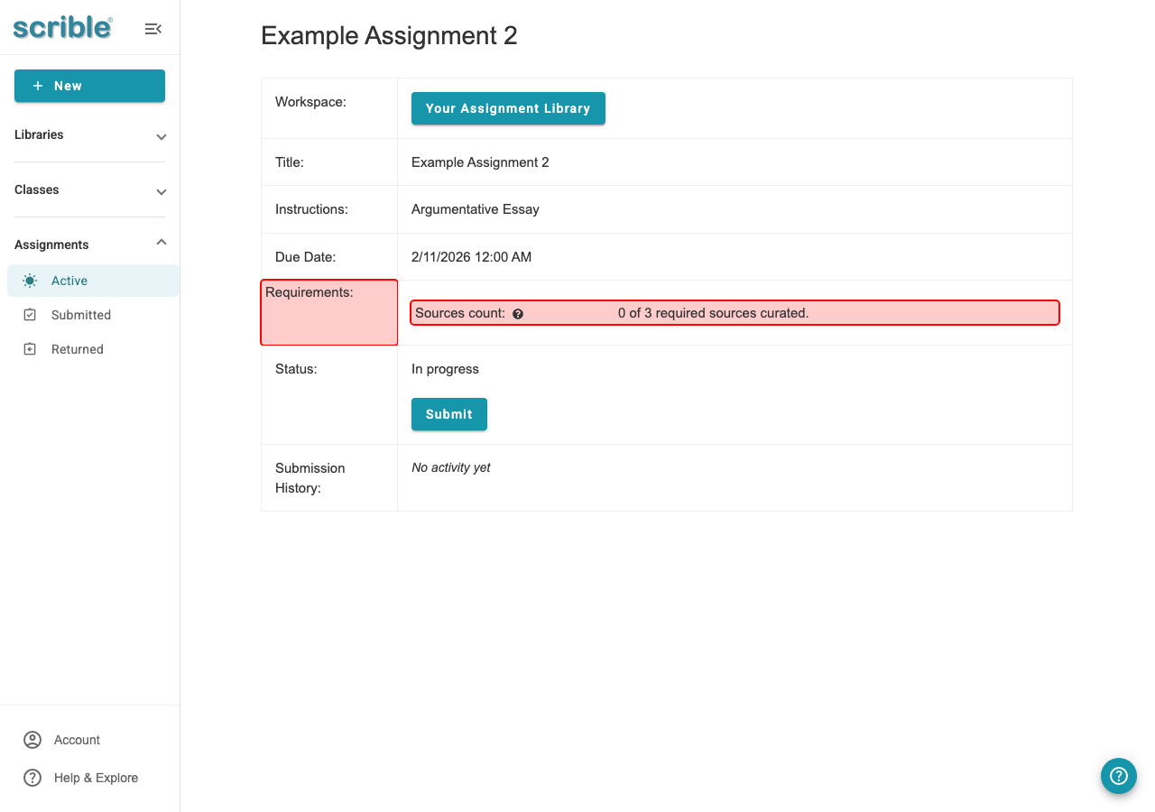 IMAGE 01: Assignment overview showing requirements section highlighted in red