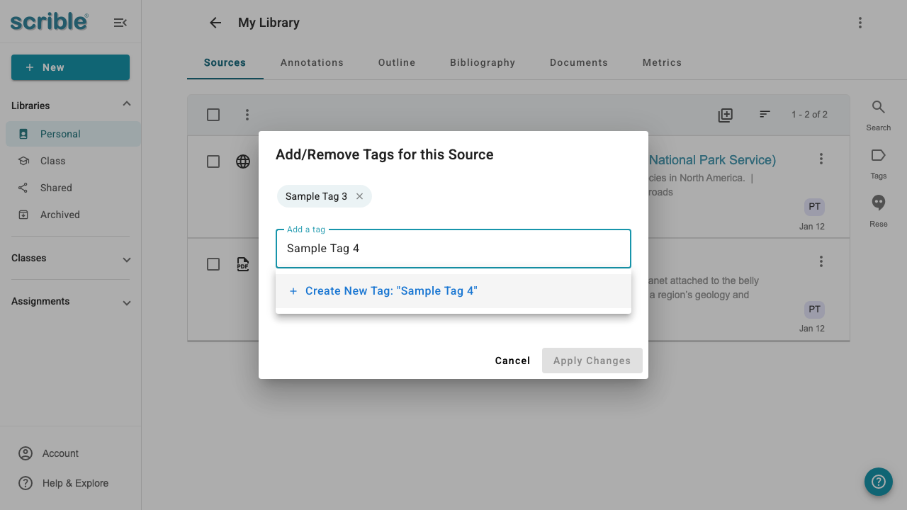 IMAGE 02: Typeahead showing "Create New Tag: 'Sample Tag 4'"