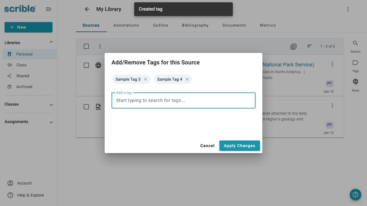 IMAGE 03: Sample Tag 4 added to dialog