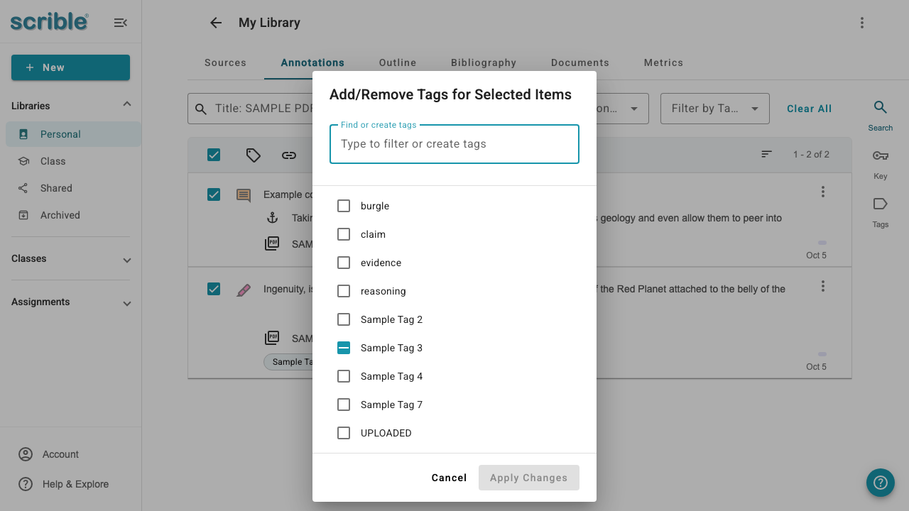 IMAGE 08: Bulk tag dialog showing available tags
