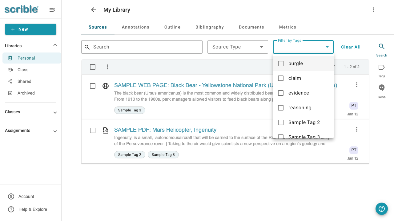 IMAGE 11: Search interface with Filter by Tags dropdown