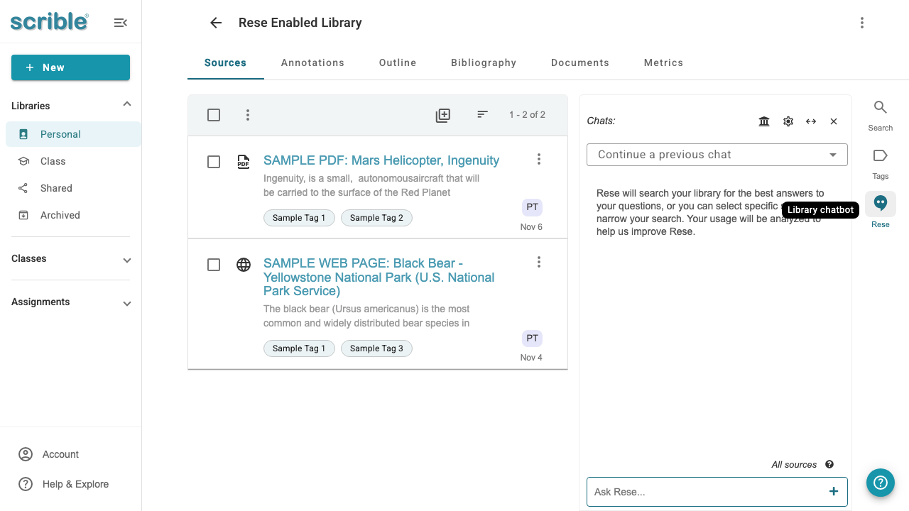 IMAGE 02: Rese chat panel with Ask Rese input field