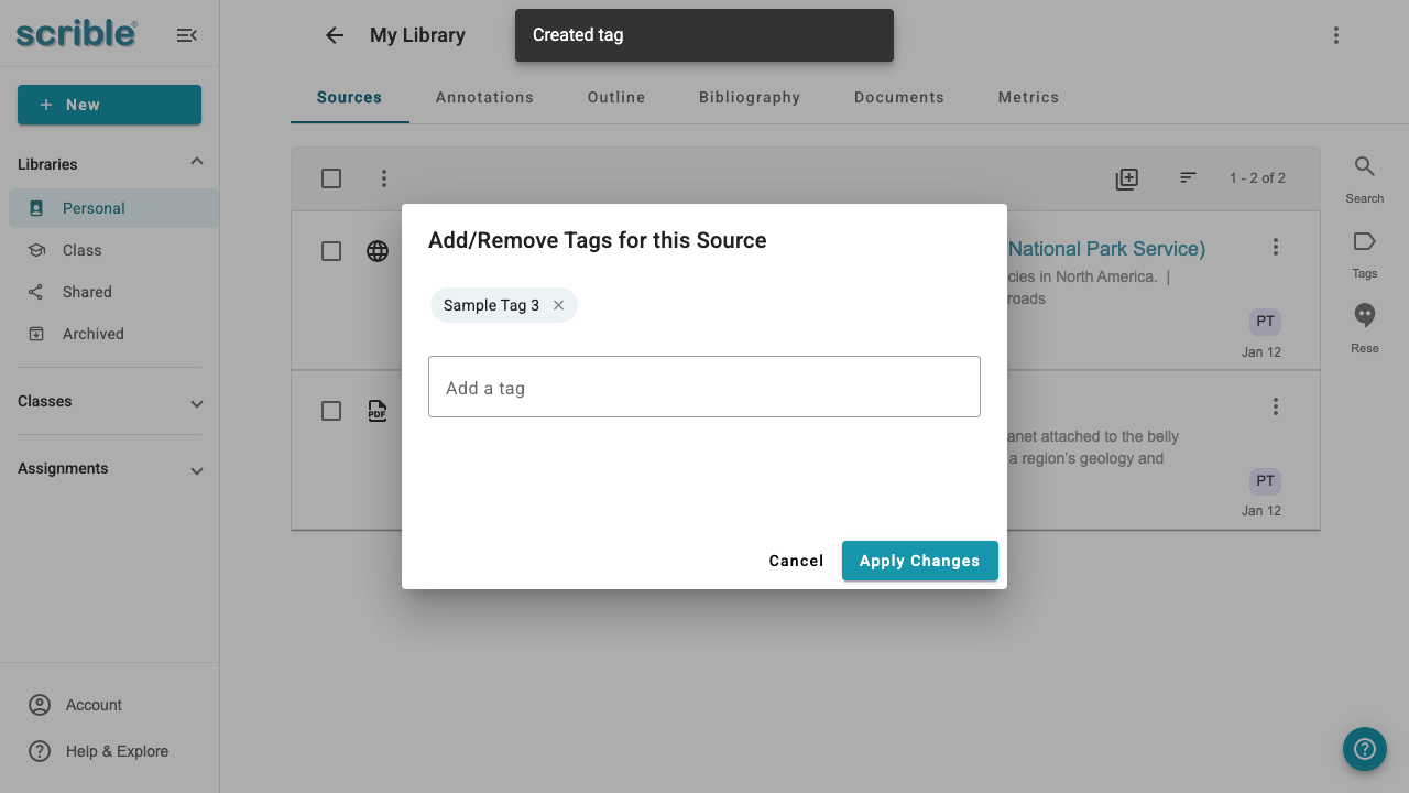 Sample Tag Drive IMAGE 04: Tag removed from dialog