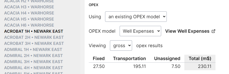 Selecting an opex model in the inventory