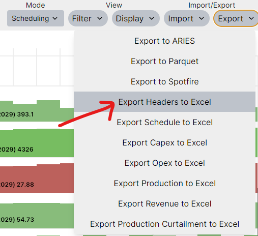 Export headers to Excel