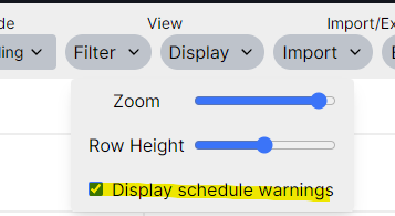 Display or hide warnings