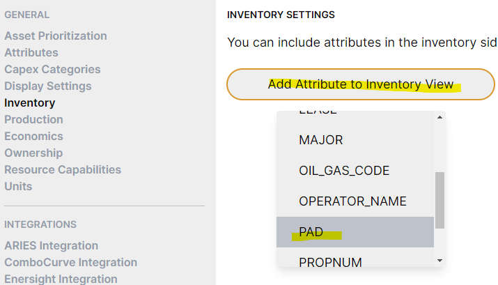 Adding an attribute to the Inventory sidebar
