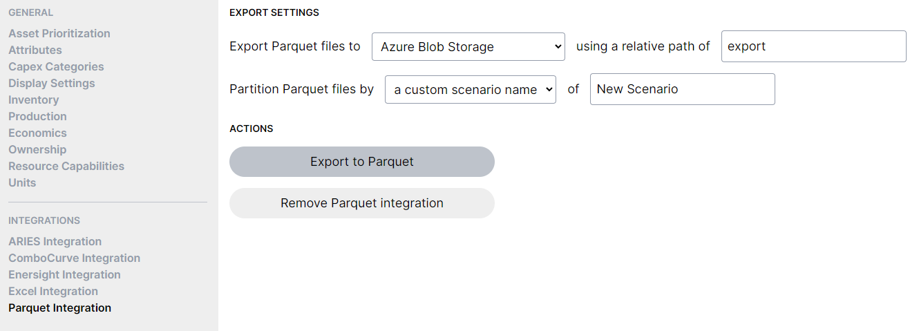 Parquet integration example