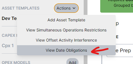 Date obligations menu option