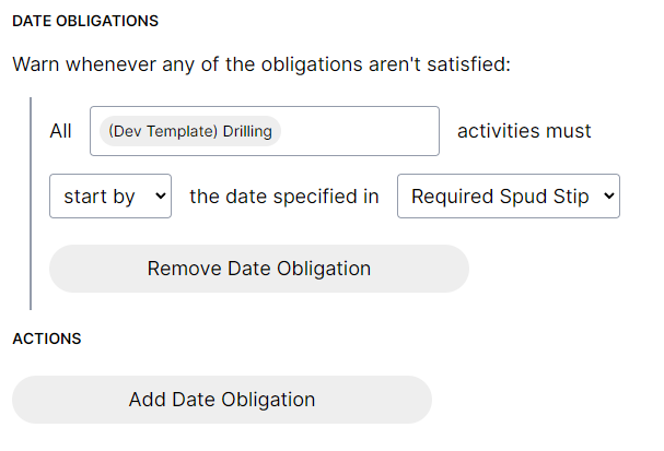 Date obligations setup