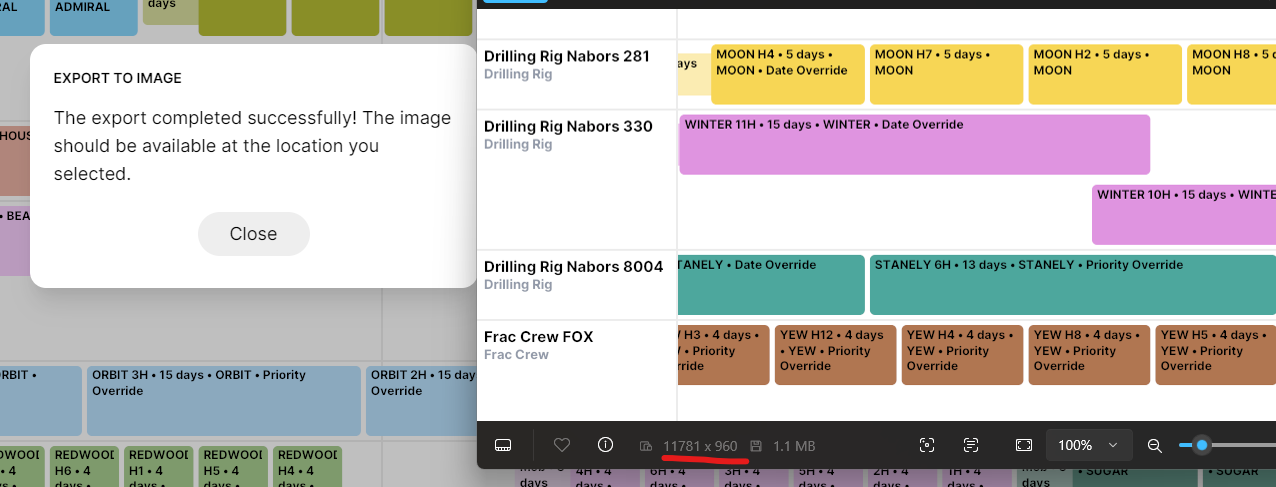 Successful image export