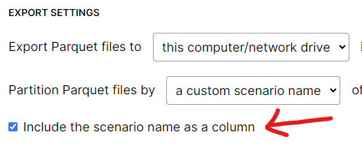 Include Parquet/Spotfire scenario column