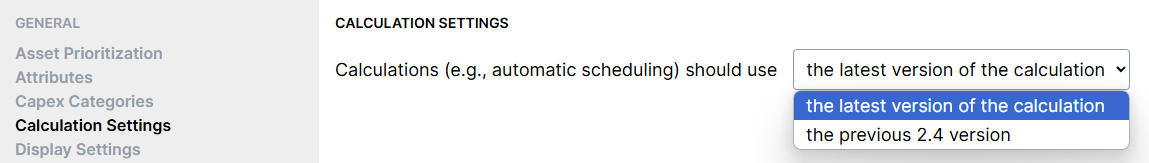 Calculation Settings