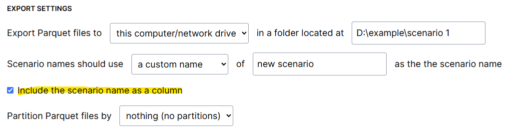 Parquet/Spotfire Scenario Name