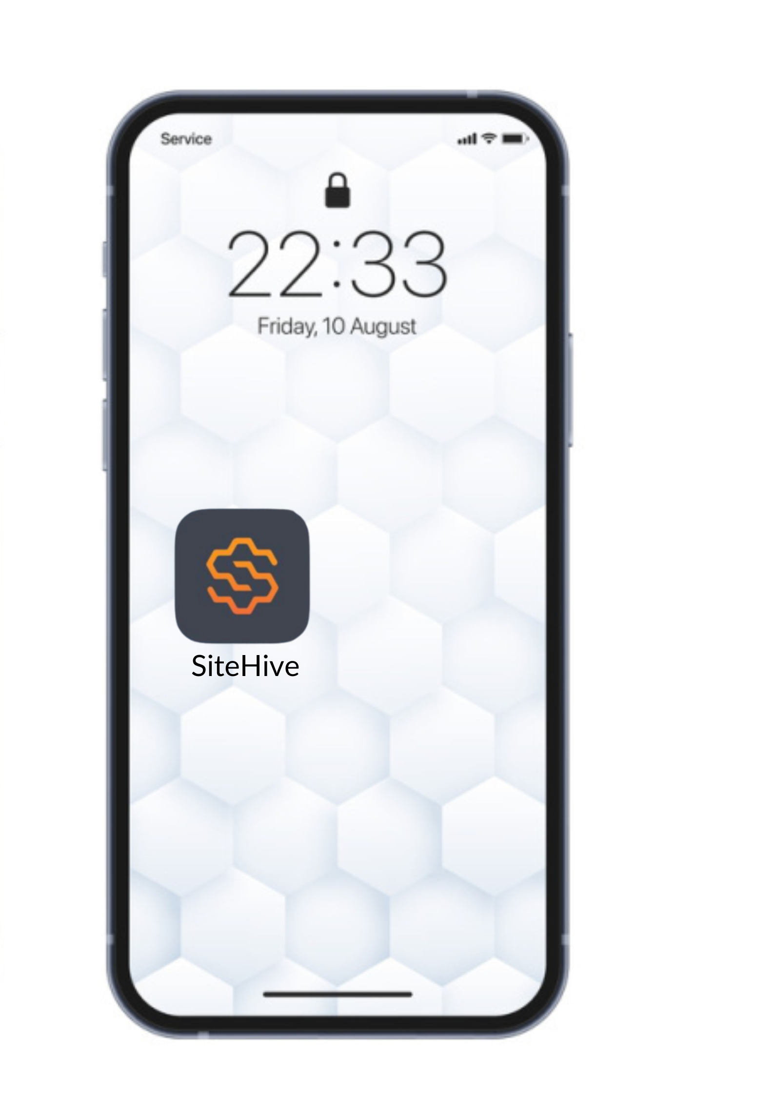 This image is of an iPhone home screen with the SiteHive app tile.
