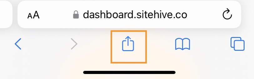 This is an image of the 'share icon' on the toolbar of an iPhone using Safari.