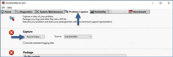 SOLIDWORKS Rx 2021 - Problem Capture - Record Video Button