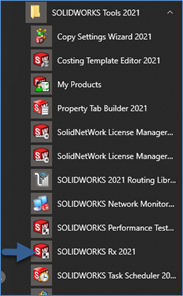 SOLIDWORKS Menu Tools 2021 - SOLIDWORKS Rx 2021