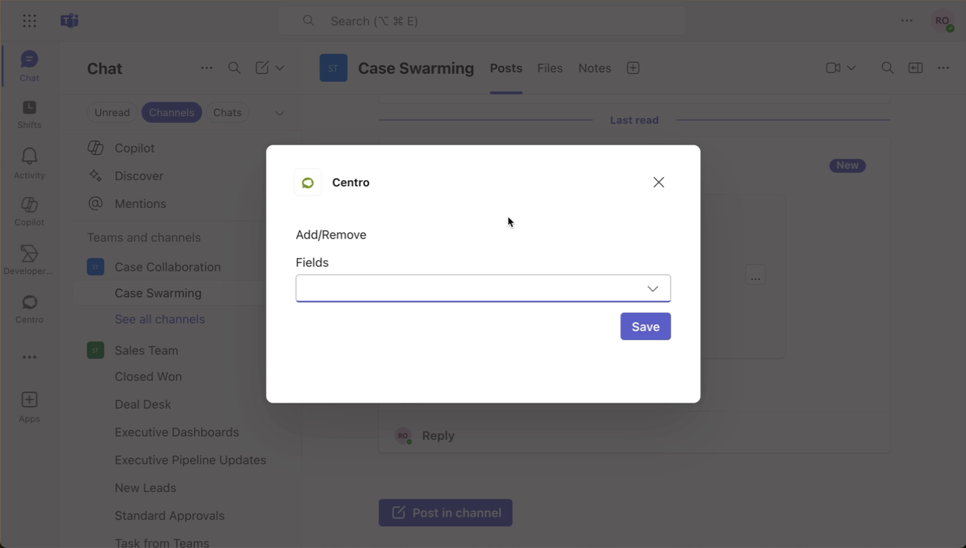 Choose fields to add or remove in the record block