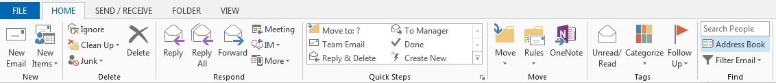 The address book is on the right side of the ribbon, on the Home tab.